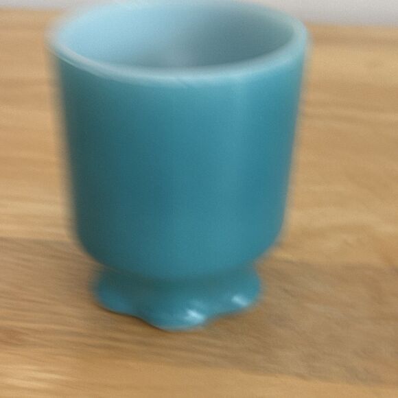 Fire King Turquoise Blue Scalloped Footed Mug - Picture 10 of 10